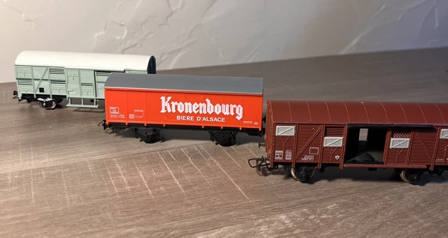 Lot de 3 wagons marchandises de Jouef et Gégé au HO incomplets